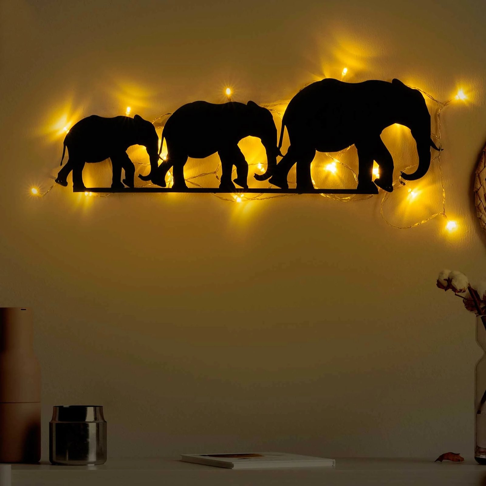 Aksesor dekorativ metalik për mur, elefant, Wallity 070