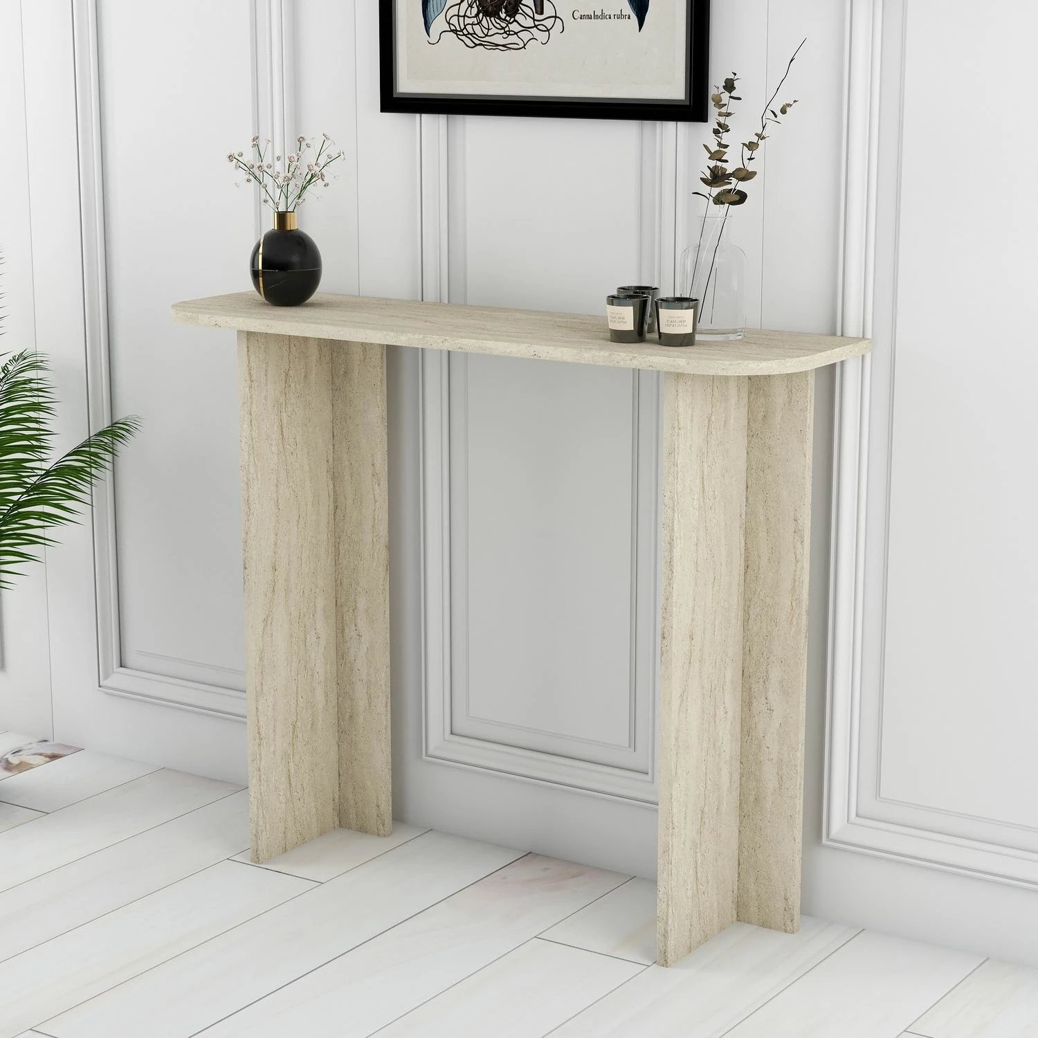 Tavolinë grimi, ngjyrë travertin, Skye Decor, Modena
