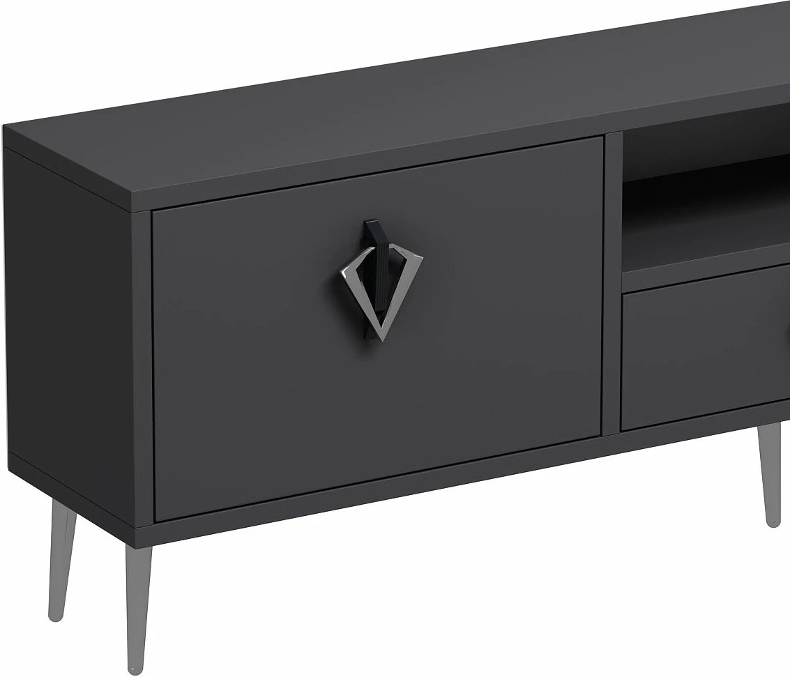 Komodë TV Skye Decor, 1311-DROP-32, antracit, e zezë, argjend
