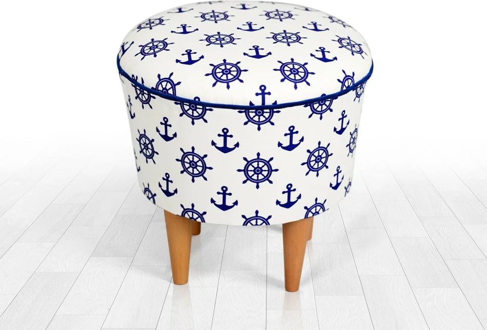 Puf për fëmijë, dizajn marin, blu dhe bardhë, Cunda Atelier del Sofa