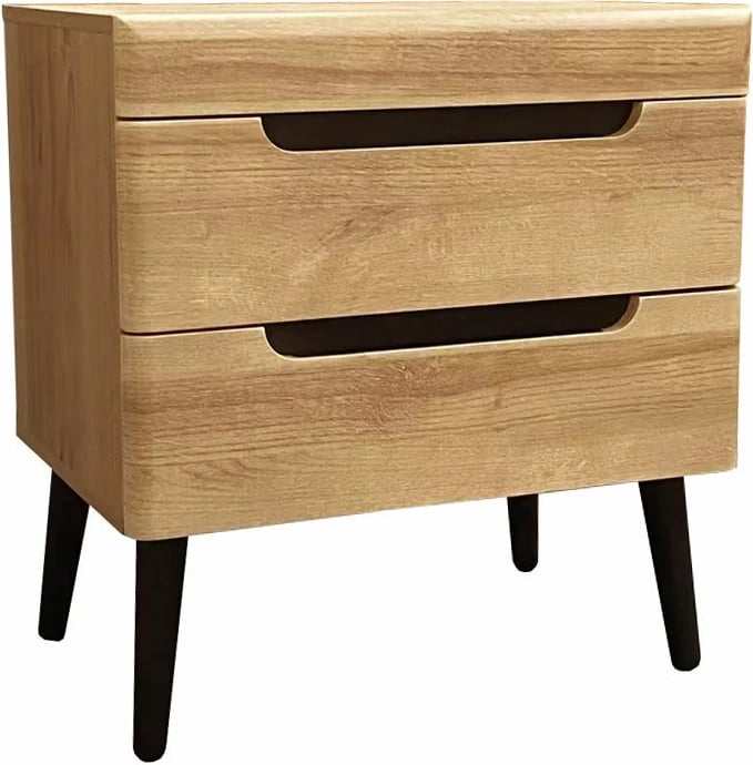 Komodinë GRIF me 2 sirtarë, ngjyrë natyrale, 60x40x58