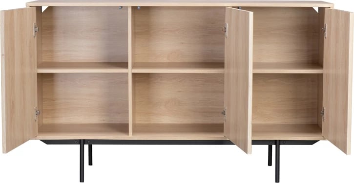 Bufe Rigote me 3 dyer, ngjyrë sonoma e zezë, 140x39x82.8 cm