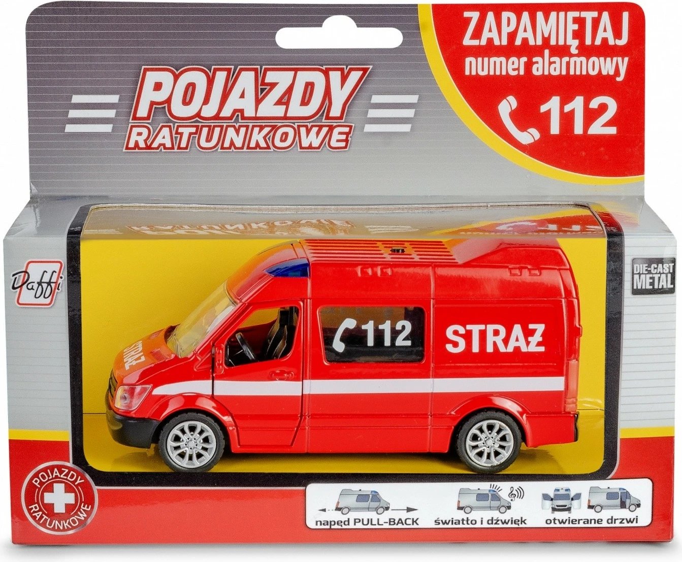 Lodër veturë zjarrfikësash Daffi B-431, metal/plastik, me drita e zë, e kuqe