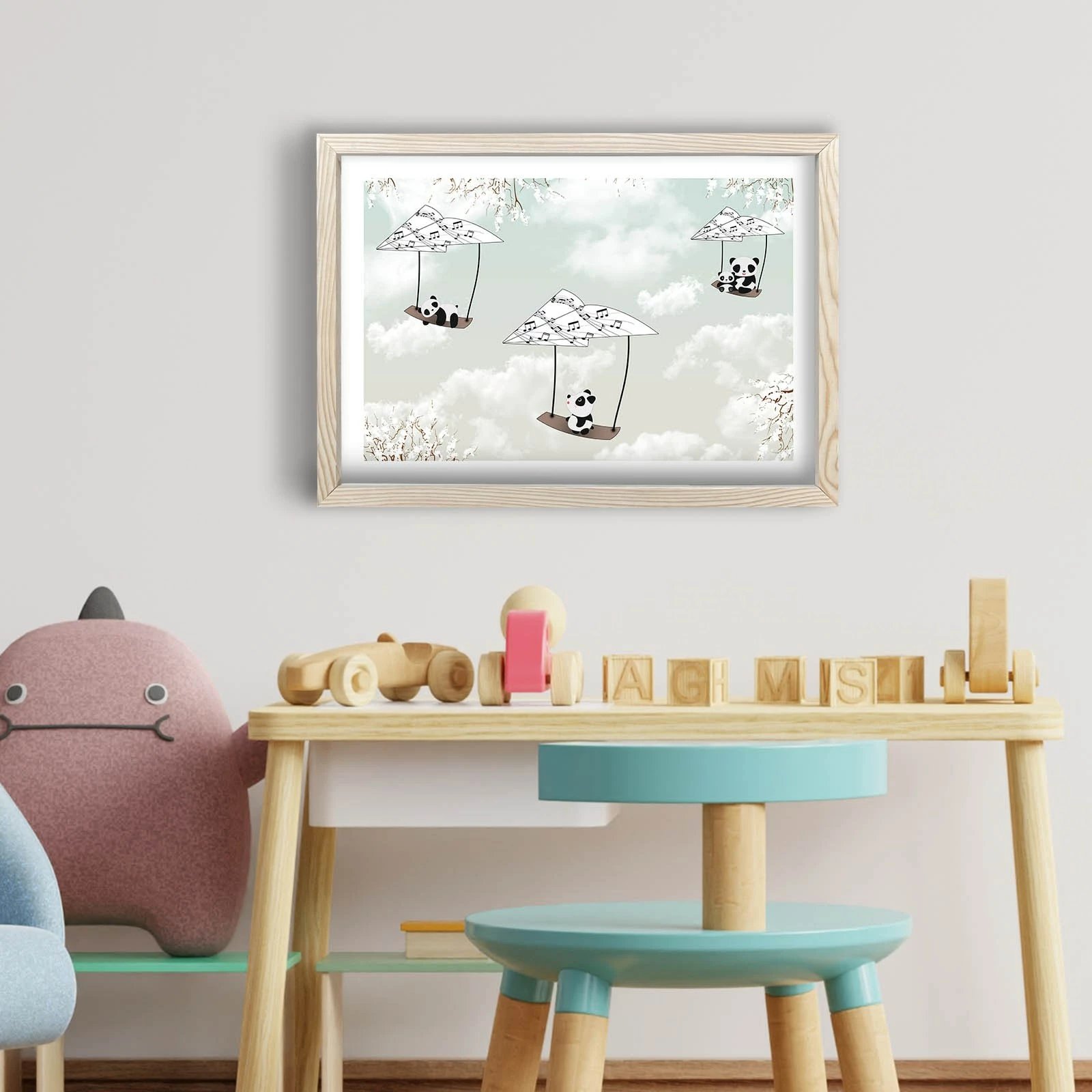 Pikturë dekorative me kornizë MDF, Wallity, 38x53cm, e zezë/e bardhë/gri e çelët