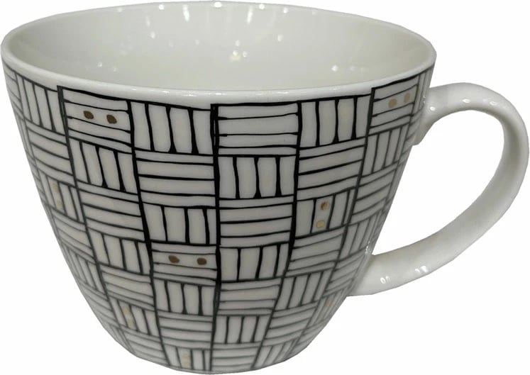 Filxhan Serax, porcelan New Bone China, bardhë, zi, ar, 11x11x8cm Filxhan Serax, porcelan New Bone China, bardhë, zi, ar, 11x11x8cm