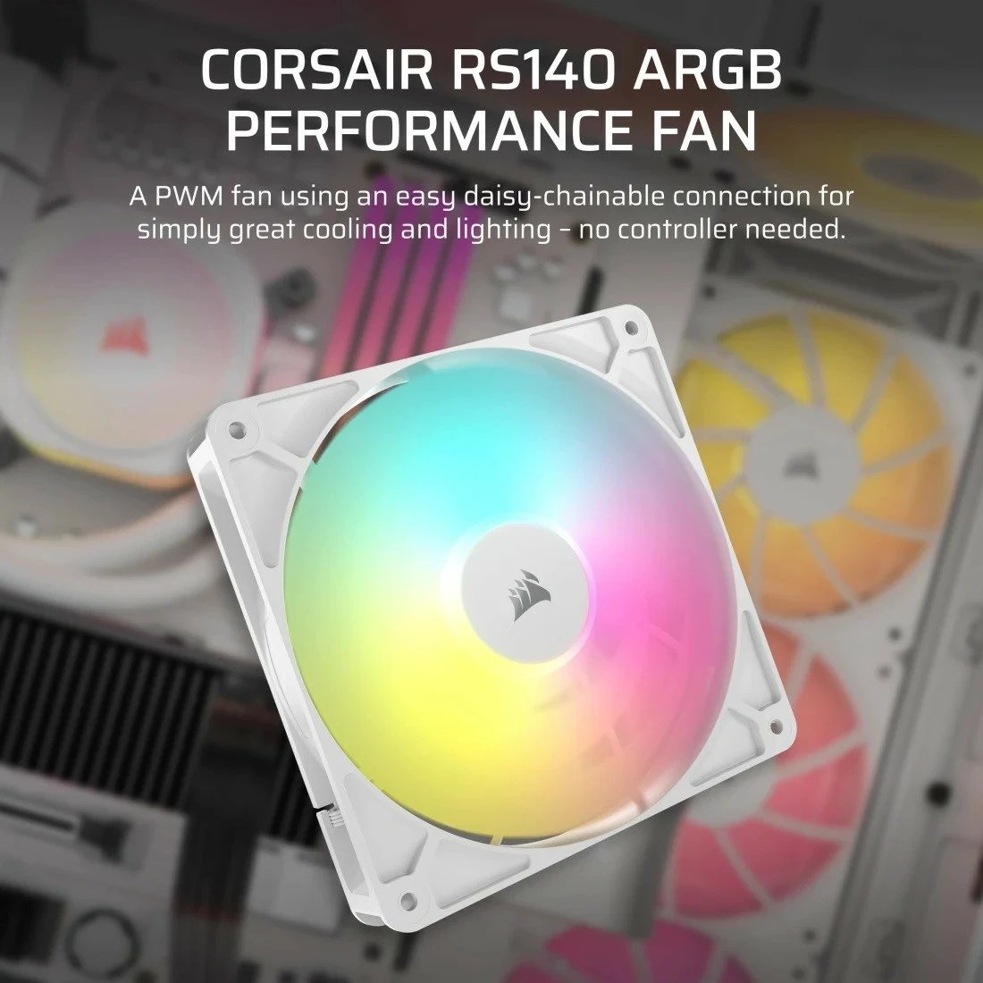 Ventilator kase Corsair RS140 ARGB, 140mm, i bardhë