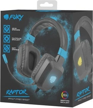 Kufje gaming Fury Raptor NFU-1584, me mikrofon, të zeza dhe kaltër
