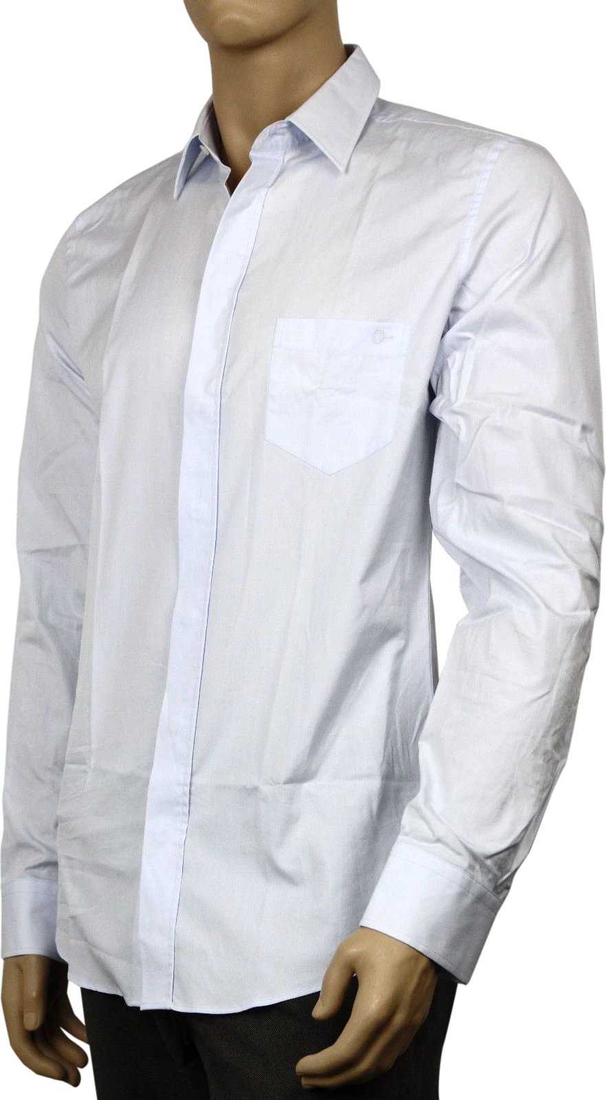 Gucci Men's Horsebit Classic Light Blue Cotton Button-Down Dress Shirt
