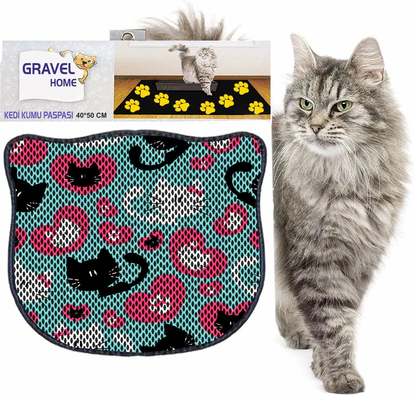 Tapet për rërë të maceve, shumëngjyrësh, Paws & Whiskers, Kdkafa0186