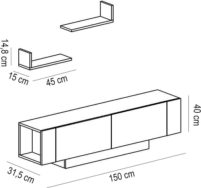Komodë TV Hanah Home, Ekol, e bardhë