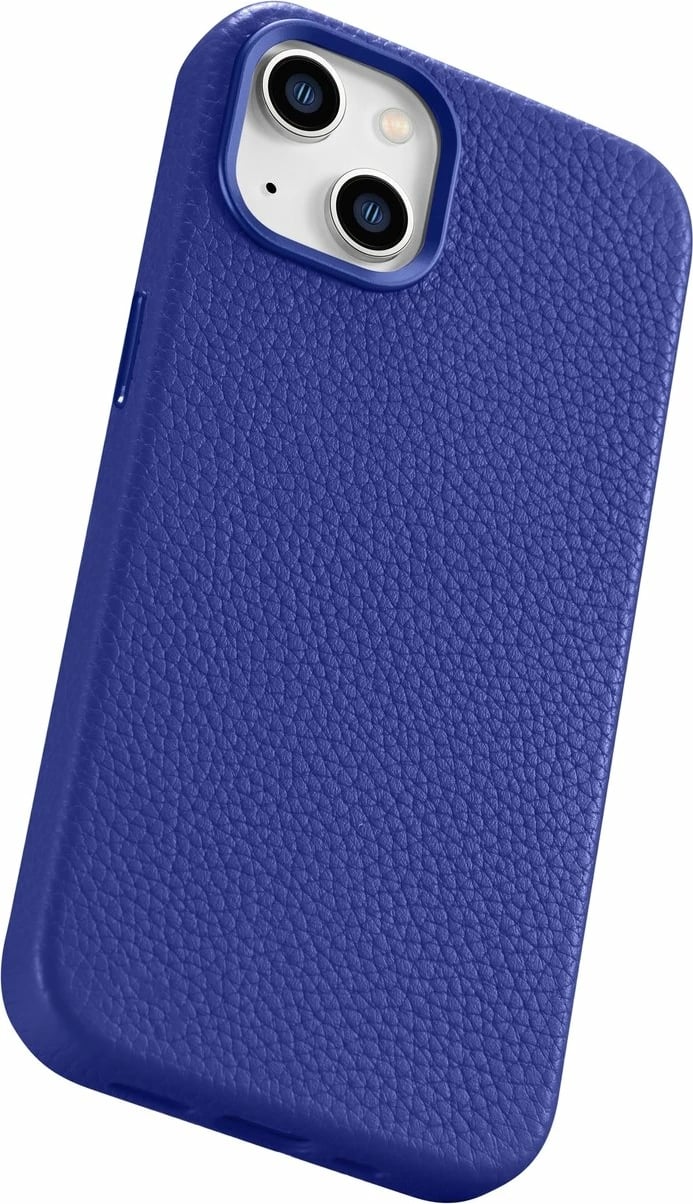Mbështjellës iCarer Litchi Premium për iPhone 14 me MagSafe, Lëkurë, Blu e errët
