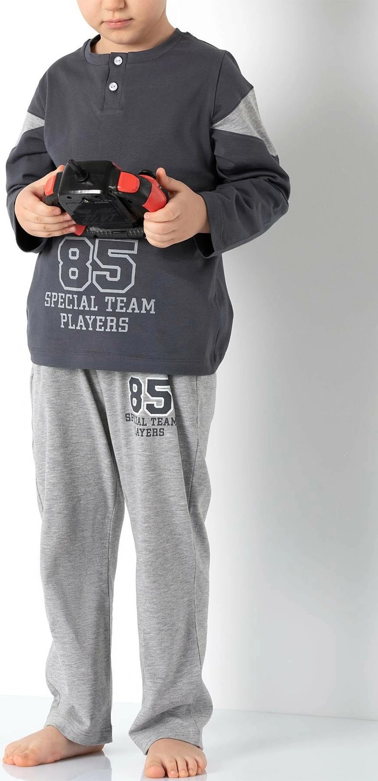 Pizhama për fëmijë Jumeon, 002-000704, ngjyrë gri e errët