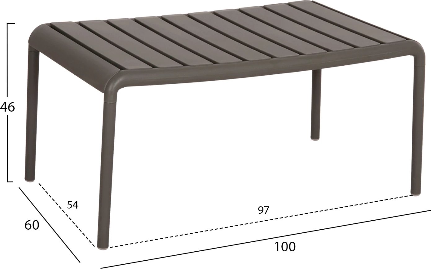 Tavolinë kafeje për jashtë, ngjyrë ulliri e errët, KORVER FH6334.05, 100x60x46cm