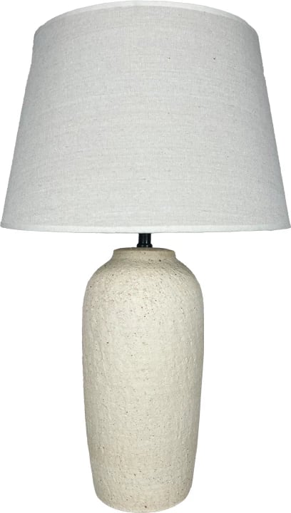 Llambë tavoline Barout, qeramikë dhe pëlhurë, ngjyrë bezhë, D40x62cm