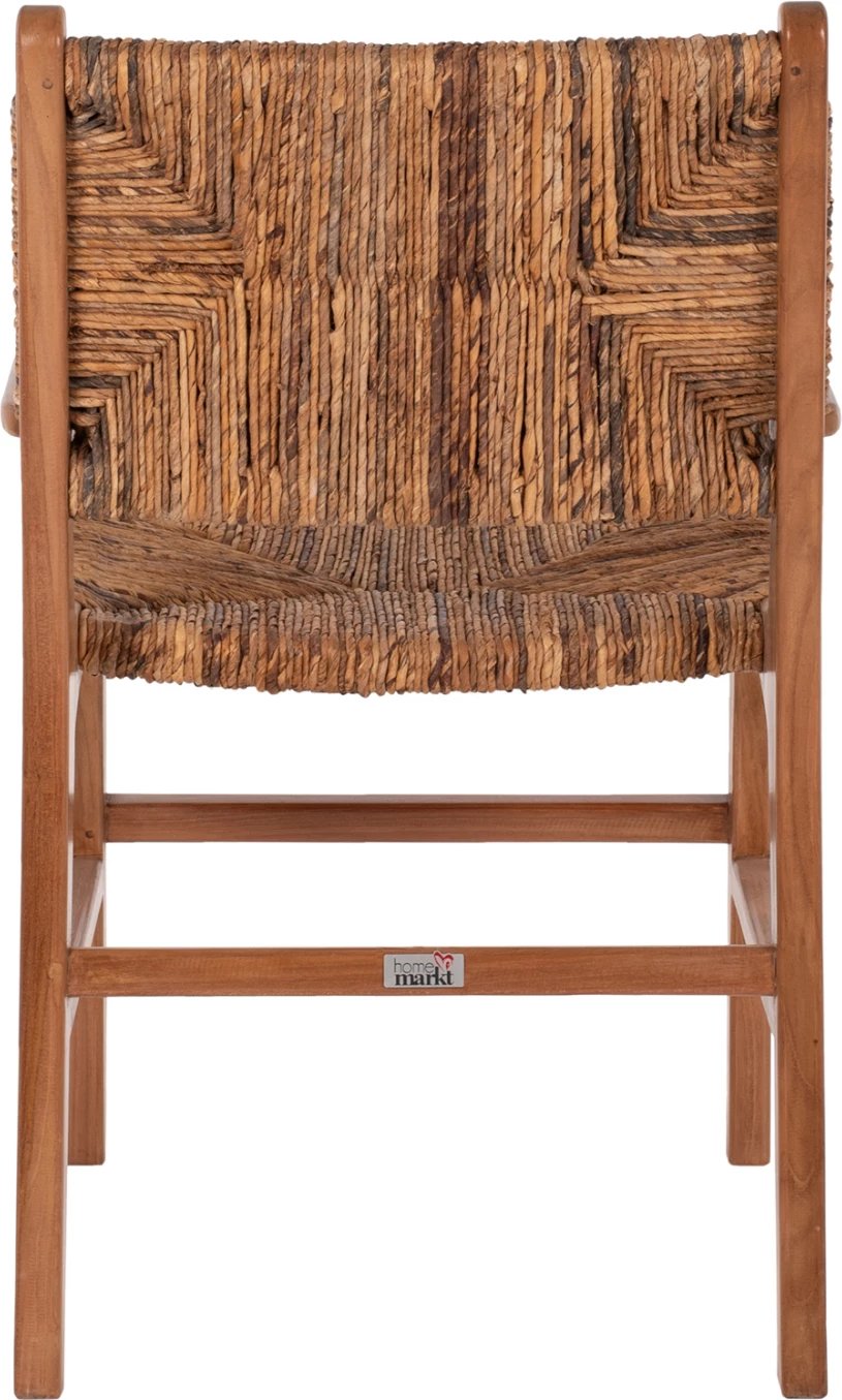 Karrige për ngrënie me krahë, dru tik dhe rush, ngjyrë arre-bezhë, FH9400.01, 54x58x86,5 cm