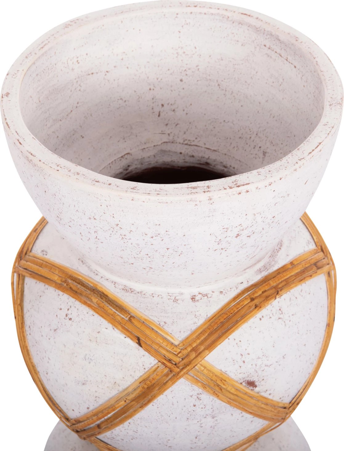 Vazo dekorative për dysheme MAYNARD, çimento fiber, ngjyrë e bardhë, ratan, Φ27.5x50Hcm