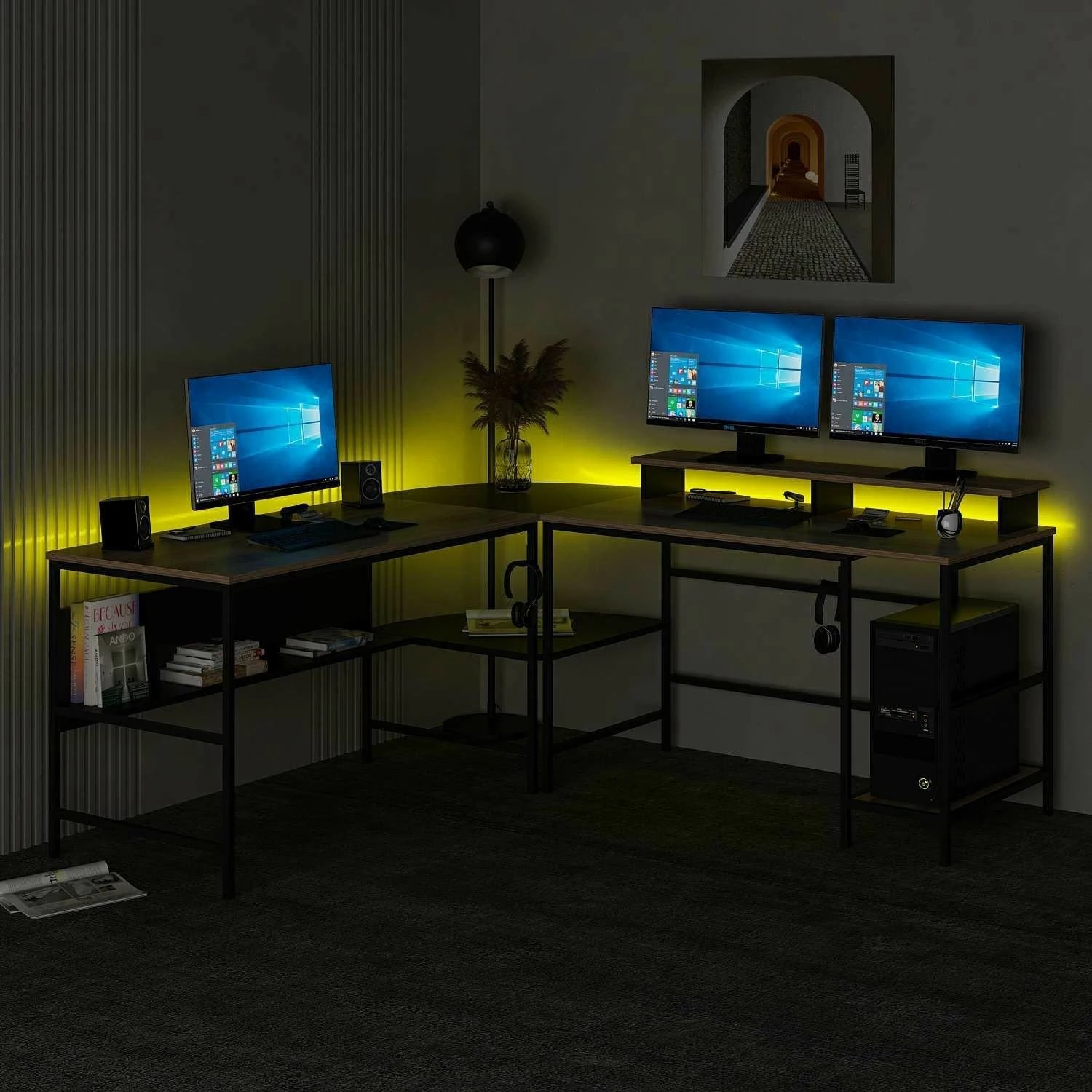 Tavolinë pune për studim, Skye Decor Greta RGB, dore, e zezë