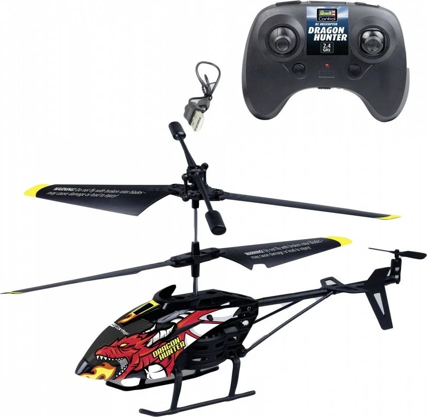 Helikopter RC Revell Dragonhunter, 12 x 4 x 21 cm, i zi/e kuqe/e verdhë