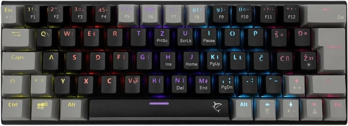 Tastierë mekanike White Shark Wakizashi-2, 65%, RGB, blue switch, black-grey