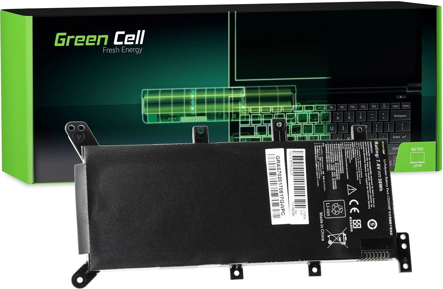 Bateri Green Cell AS70 për Asus R556, 4000mAh, 7.6V