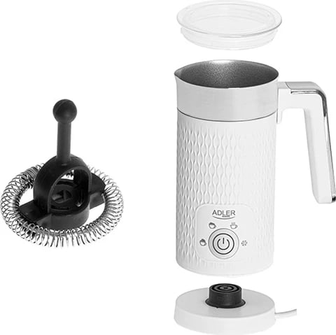 Shkumues qumështi Adler AD 4494 500W 300 ml 4 funksione ngrohje dhe shkumëzim, i bardhë