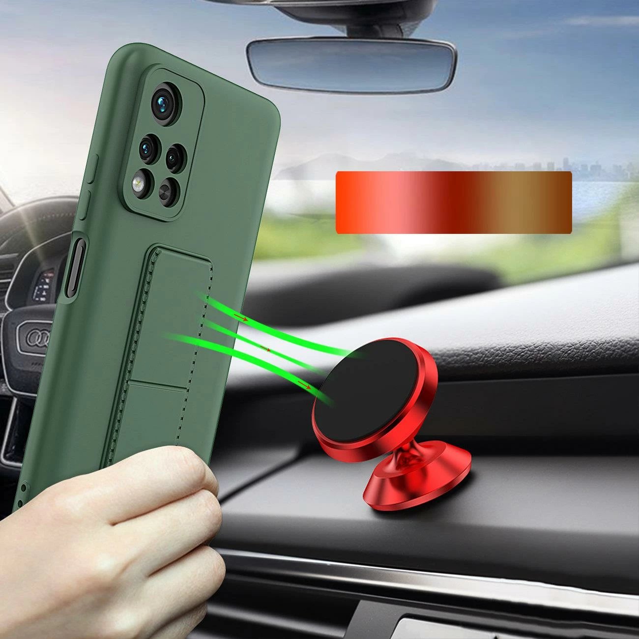 Mbështjellës Wozinsky Kickstand Case për Xiaomi Redmi 10, silikon, kaltër e errët