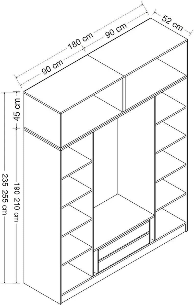 Dollap rrobash Skye Decor, ngjyrë dore, 5211