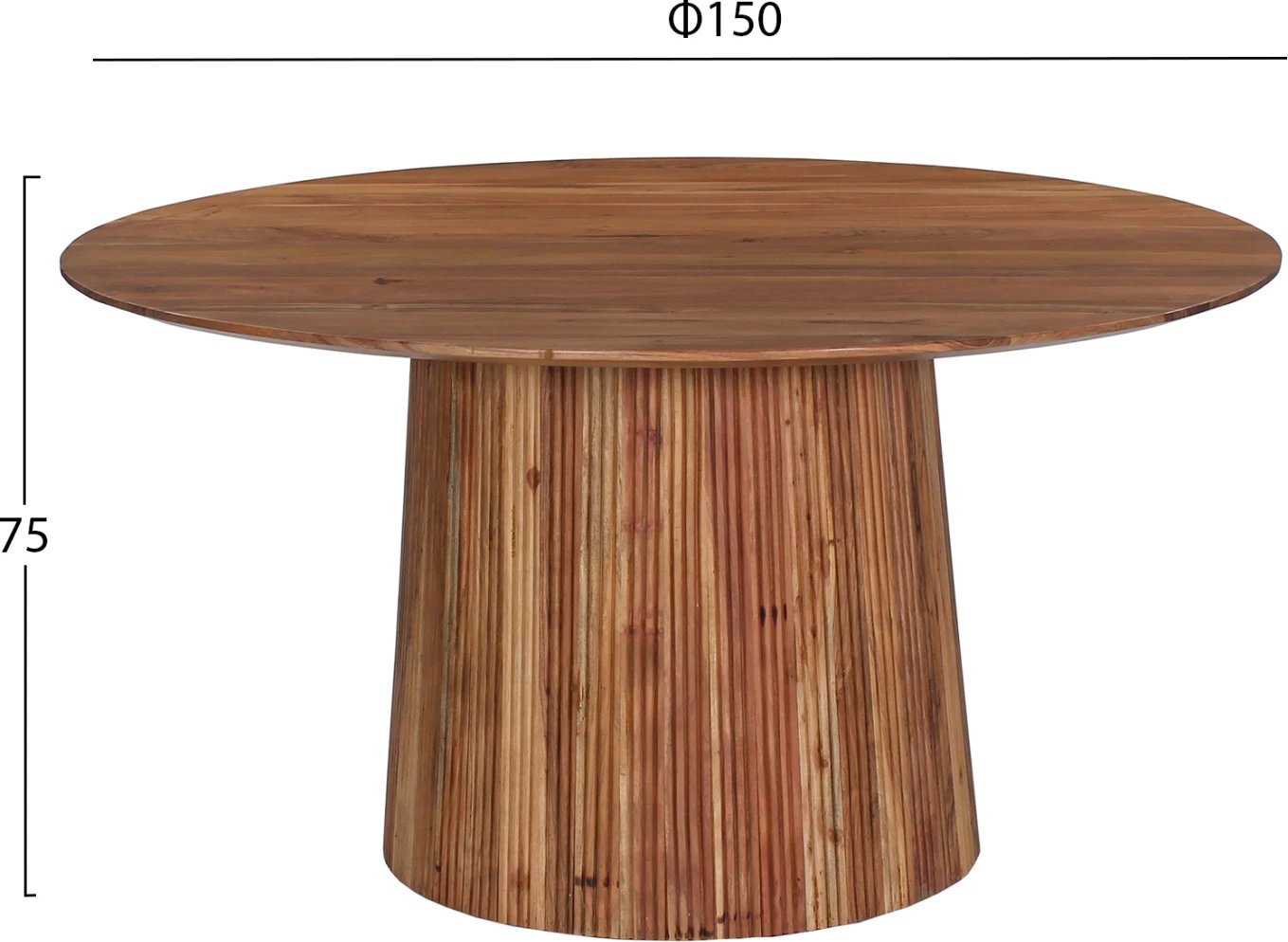 Tavolinë e rrumbullakët për ngrënie, dru akacie, Φ150x76H cm