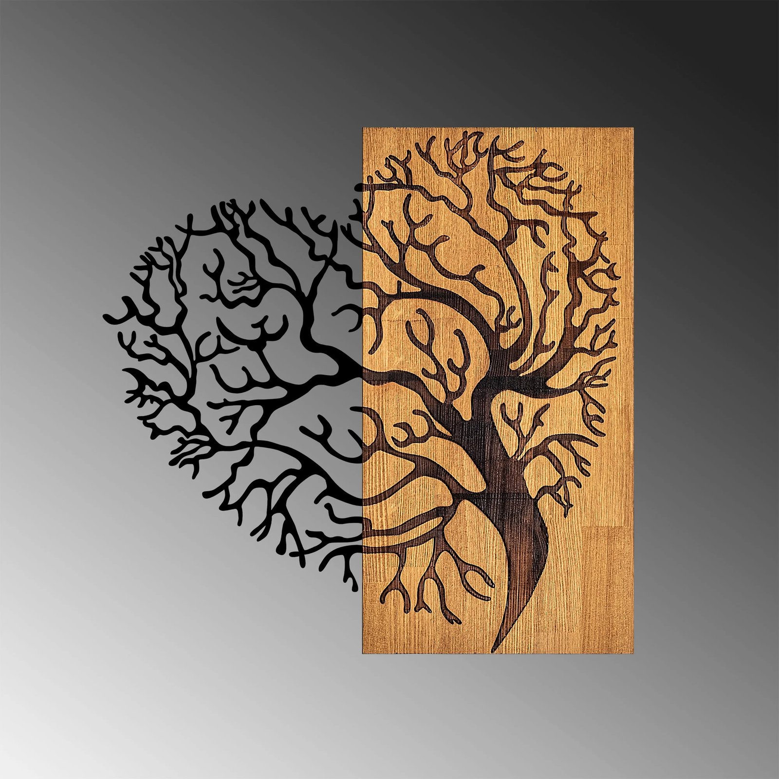 Aksesor dekorativ për mur, dru arre dhe metal, Wallity, MA-289