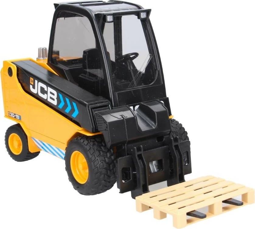 Lodër forklift BRUDER JCB me ngarkues teleskopik dhe paletë, 1:16, verdhë/zezë