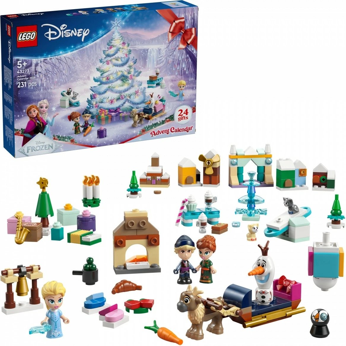 Kalendar advent LEGO Disney Frozen 43273, 231 pjesë, për fëmijë, shumëngjyrësh