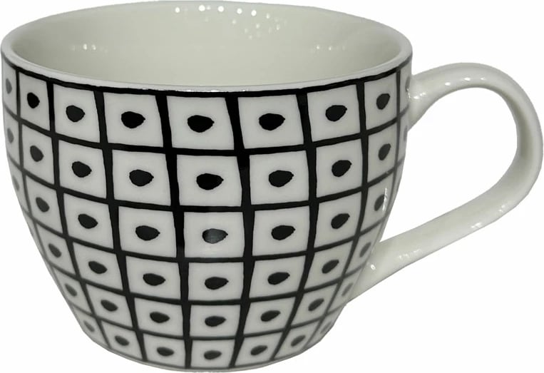 Filxhan Serax, porcelan New Bone China, i bardhë me të zezë, 11x11x8cm