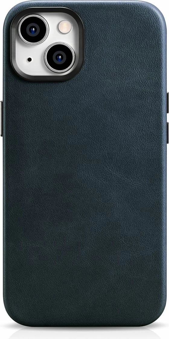 Mbështjellës lëkure iCarer Oil Wax Premium për iPhone 14 Plus me MagSafe, Kaltër e errët