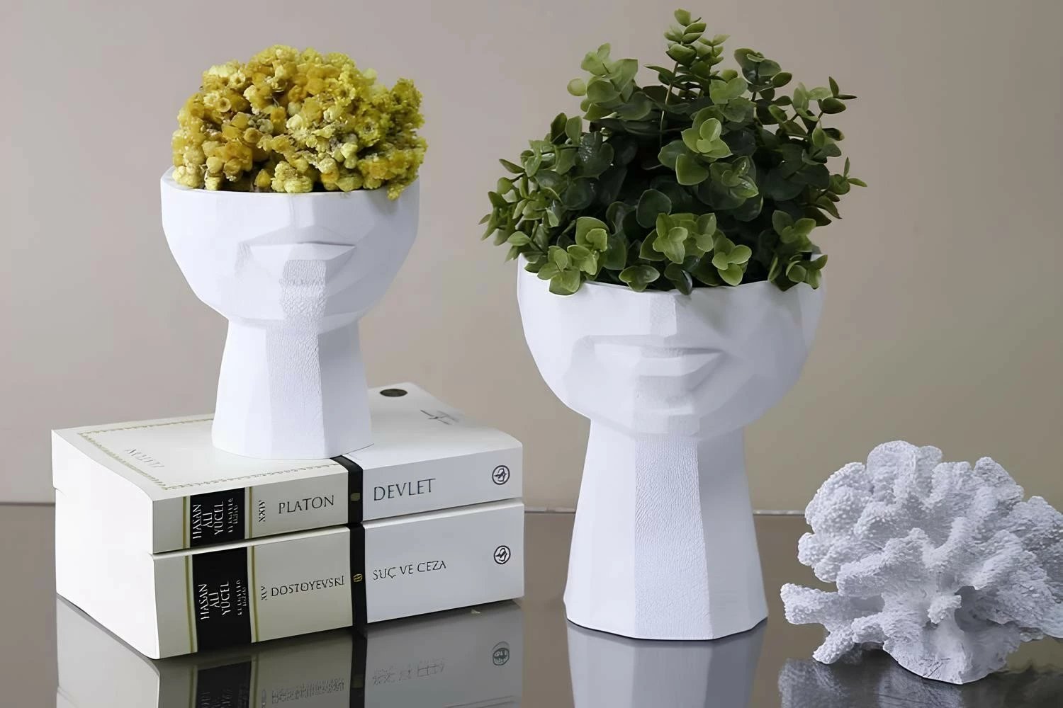 Set dekorativ me dy vazo, ngjyrë e bardhë, Evila Originals, CY0460 Set dekorativ me dy vazo, ngjyrë e bardhë, Evila Originals, CY0460