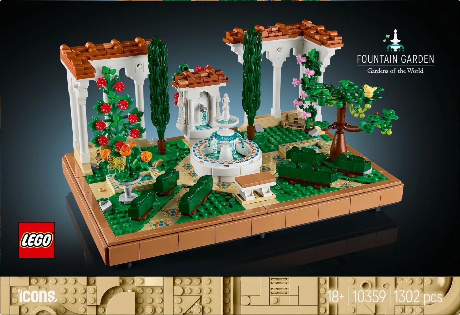 Set ndërtimi LEGO Icons 10359 Garden Fountain, 1302 pjesë, plastikë