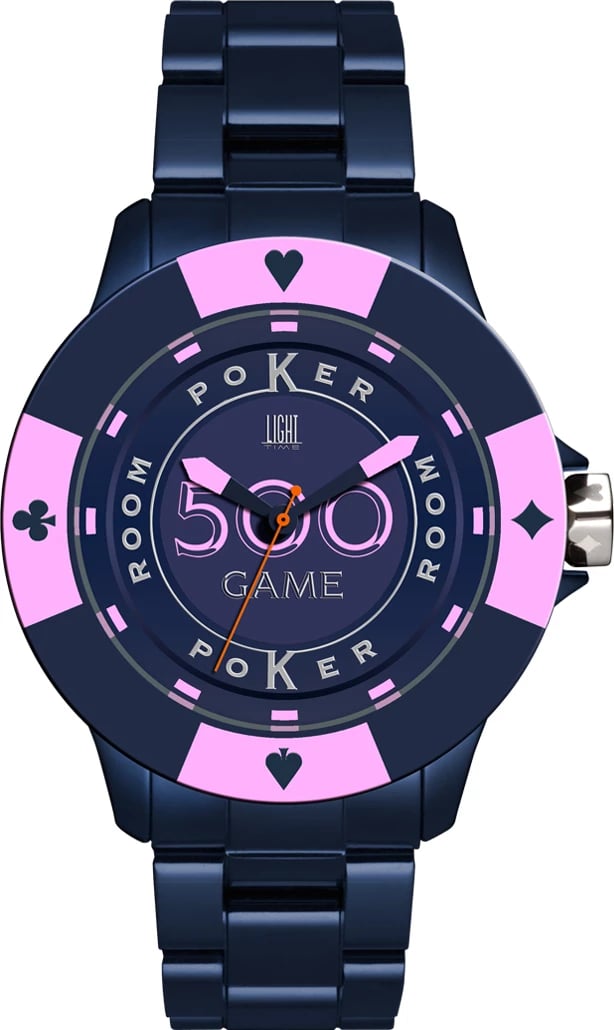 Orë dore LIGHT TIME Poker për meshkuj, blu/rozë