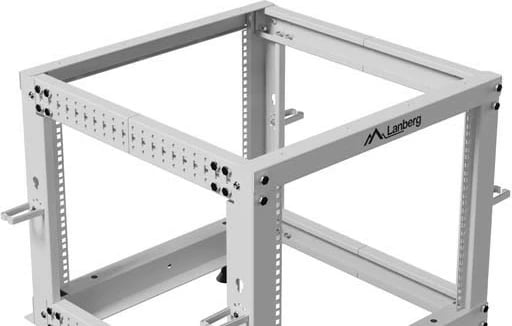 Stendë RACK e hapur 19", Lanberg OR01-6109-S, 9U, 600x600 mm, thellësi e rregullueshme 576–1034 mm, kapacitet 600 kg, gri RAL 7035