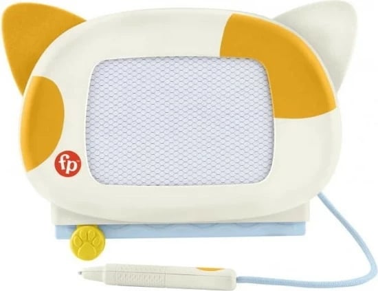 Dërrasë vizatimi Fisher Price Doodle Pro Kitty, për fëmijë, me stilolaps magnetik, bardhë/portokalli