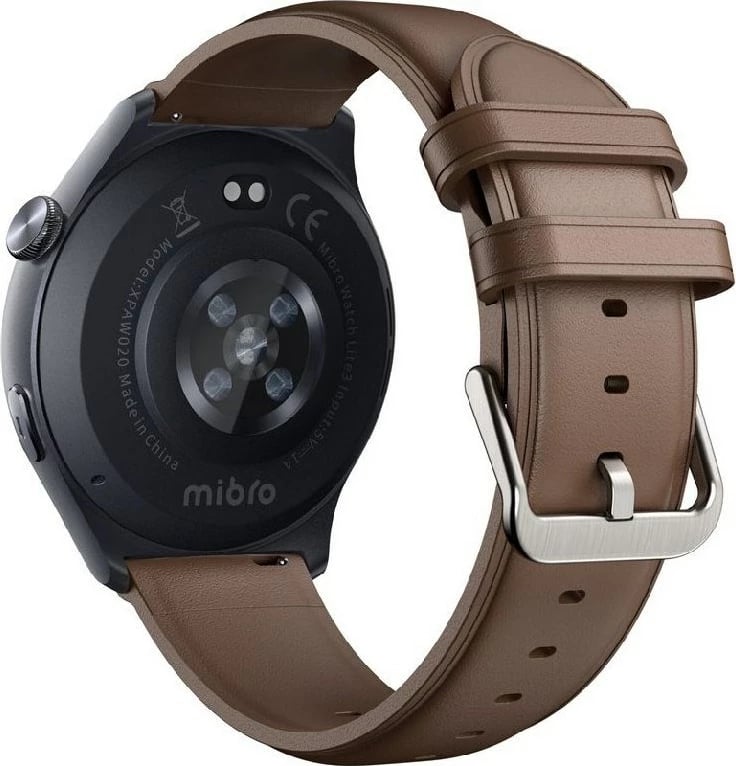 Smartwatch Mibro Lite 3, 1.3" AMOLED, 32 MB RAM, 400 mAh, gri e errët me rrip kafe