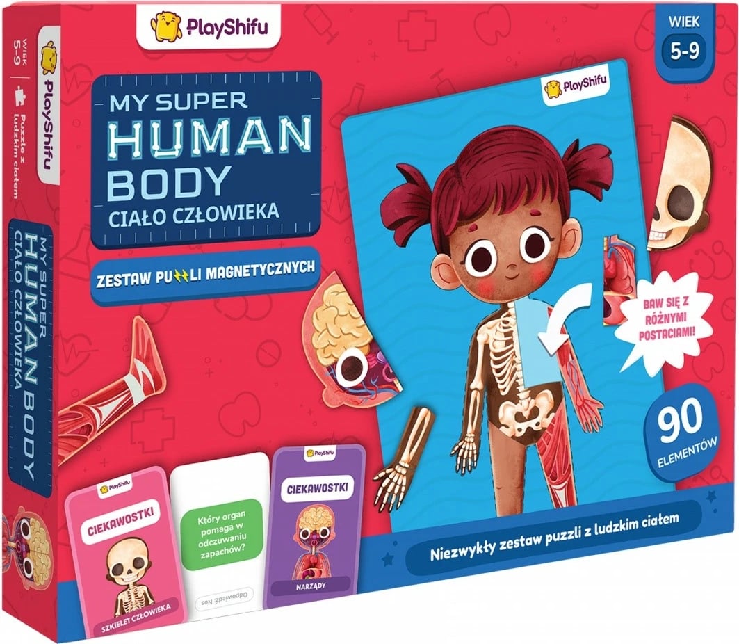 Set edukativ magnetik, PlayShifu, My Super Human Body 011-BLM0012, 90 pjesë, tabelë magnetike, moshat 5-12, set