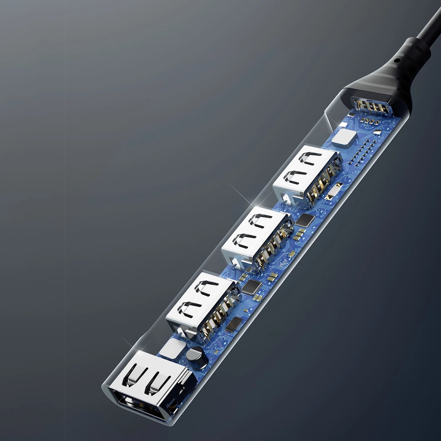 HUB Dudao A16T, 4x USB-A (3x USB2.0, 1x USB3.0), USB-C, 6.3cm, zi