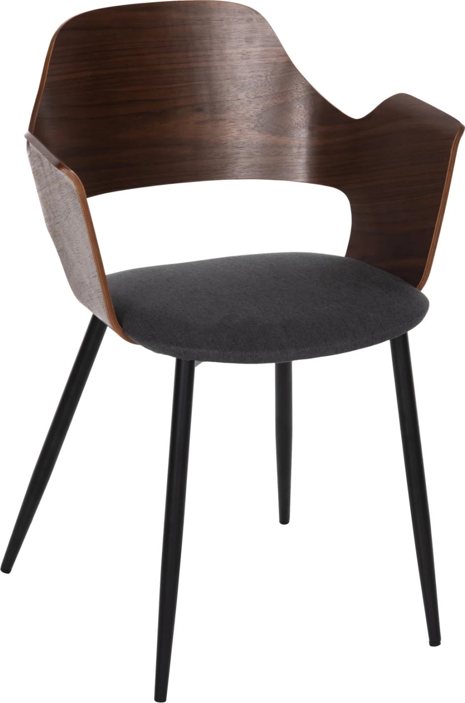 Karrige ngrënieje VELP FH9616.04 dru ngjyrë arre-gri pëlhurë-këmbë metali të zeza 55,5x50x79Hcm., set prej 2 copë