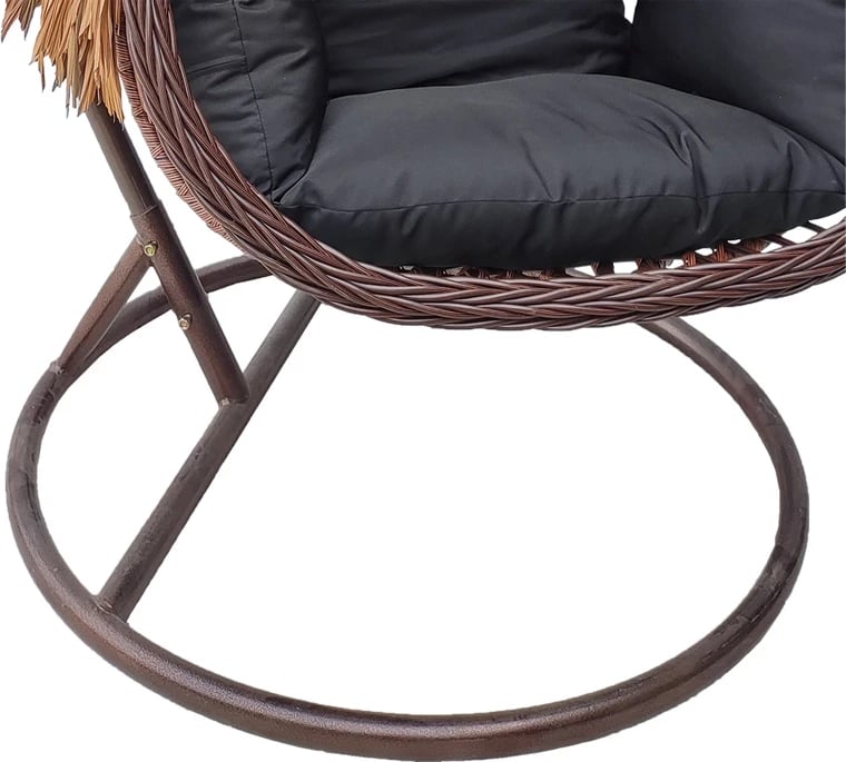 Varur folja swing nest me bazë metali ngjyrë kafe - pe rattan ngjyrë kafe - e zezë 120x105x195cm