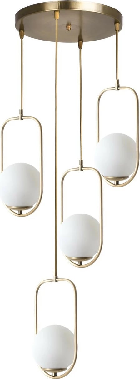 Llambë tavani Opviq, ahu, 4 llampa, xham i bardhë, bakër i vjetër