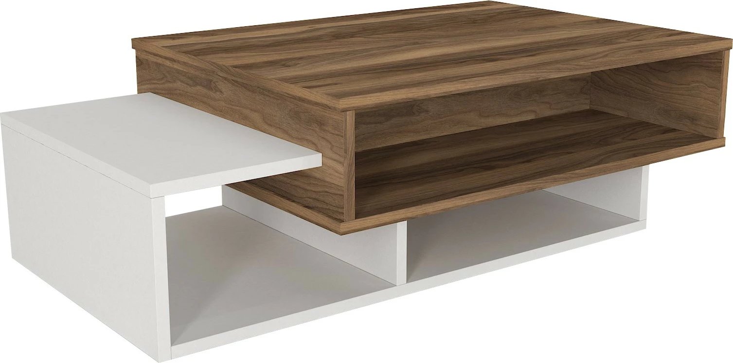 Tavolinë kafeje Skye Decor, e bardhë, arrë