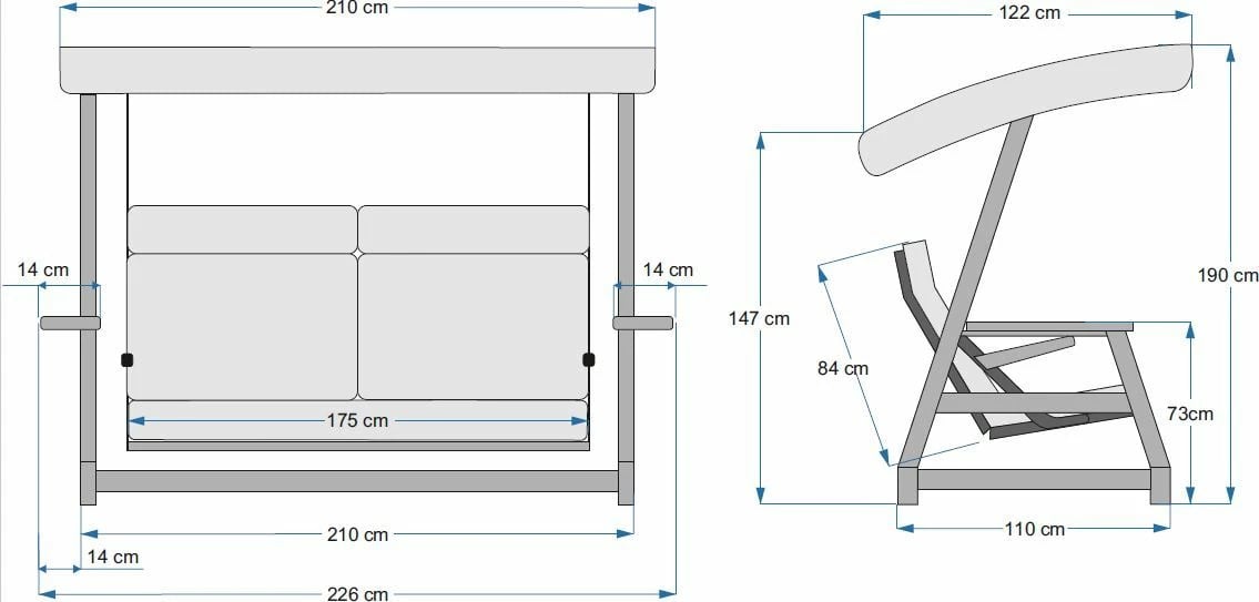 Karrige lëkundëse treshe për kopsht, Skye Decor Nova 2400, bezhë