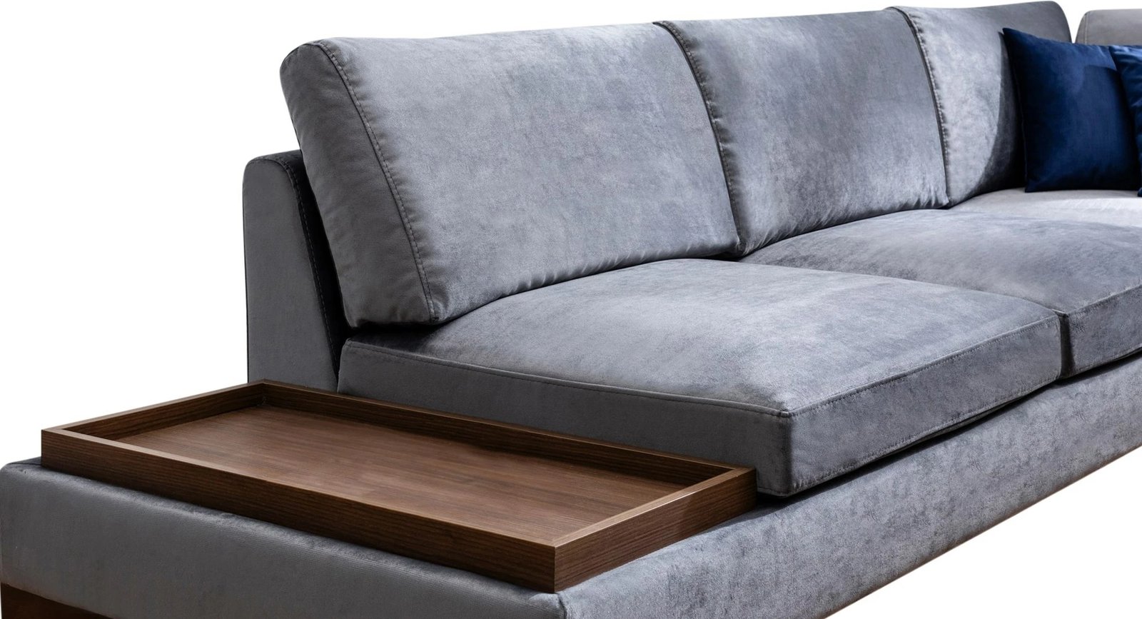 Këndare Atelier del Sofa Tulip, këndore e djathtë me puf, ngjyrë gri e errët