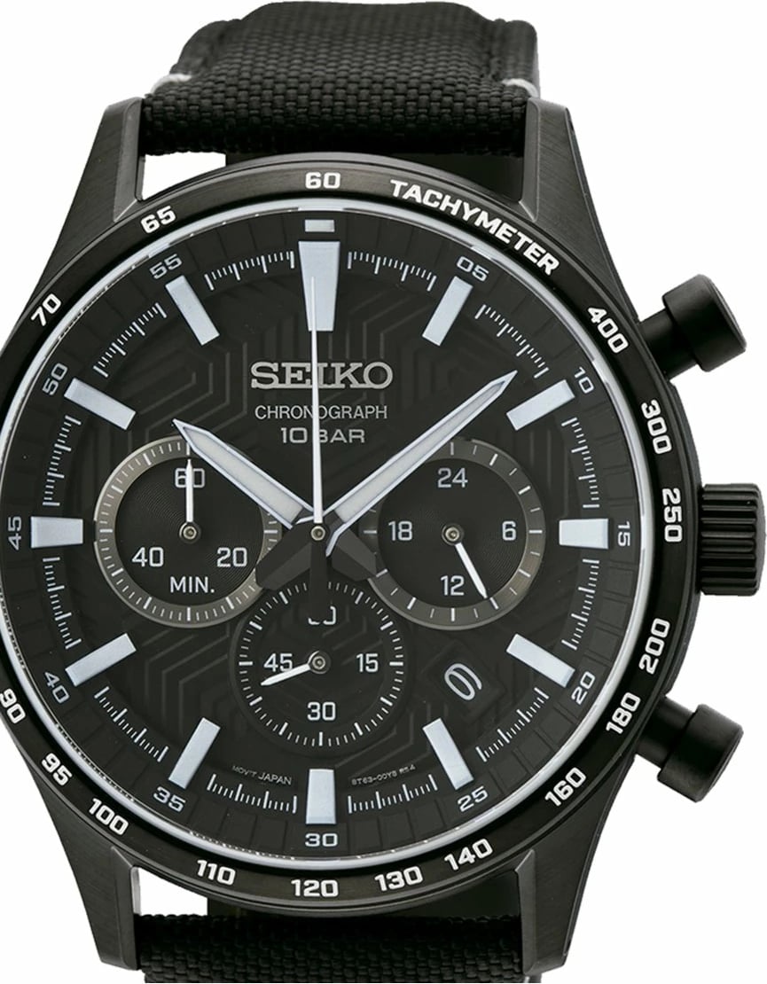 Orë dore për meshkuj SEIKO SSB417P1, e zezë