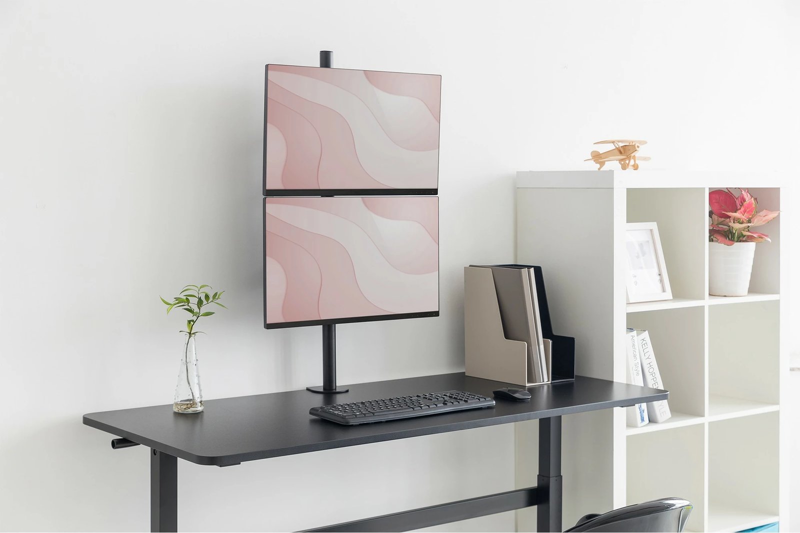 Mbajtëse monitorësh Digitus Universal Dual, vertikale, kapëse, deri 32 inç, e zezë