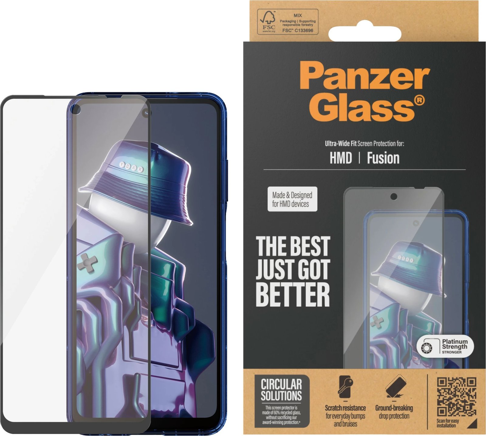Mbështjellës ekrani PanzerGlass HMD Fusion/UWF, kornizë e zezë